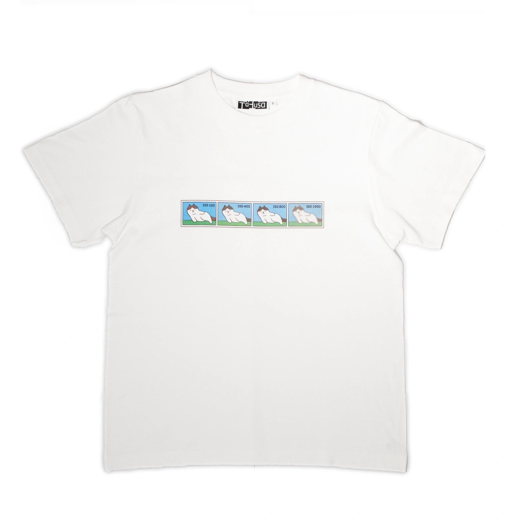 tahusa-shop-tshirt-merch-tee-white-cotton-cat-iso-grain-front