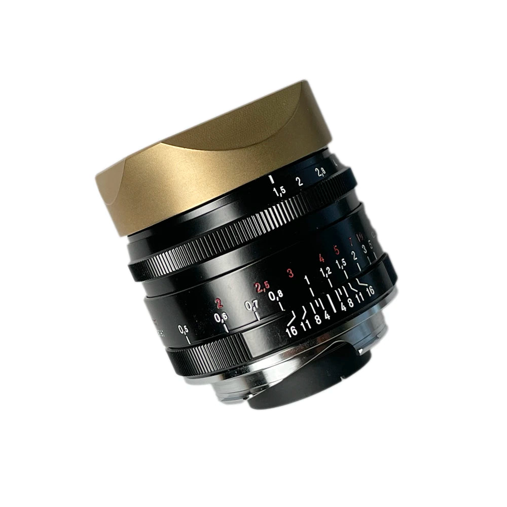 voigtlander-35mm-f1.5-1.5-35-nokton-asph-aspherical-AA-lens-hood-brass-made-square-style-fit-stylish-design-alternative-replacement-raw-gold-top-leica
